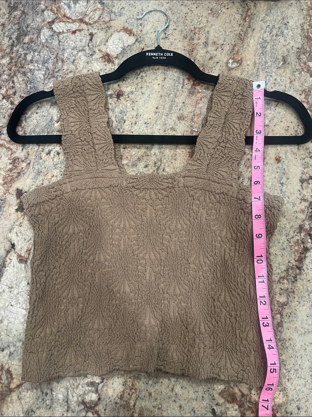 Aura- Textured Brown Square-Neck Crop Tank S:M/L - Picture 5 of 5